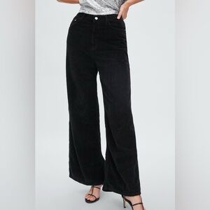 Zara TRF Collection Black Corduroy High Rise Wide Leg Pants
